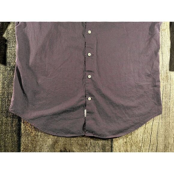 Peter Millar 100% Cotton Burgundy White Pattern Button Down Dress Shirt Large - Picture 3 of 7